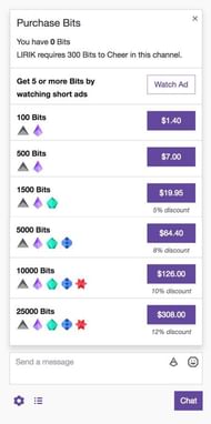 Twitch Bits Prices